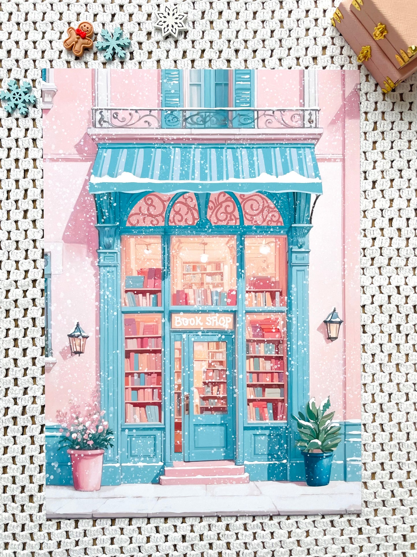 Snowy Bookshop Art Print