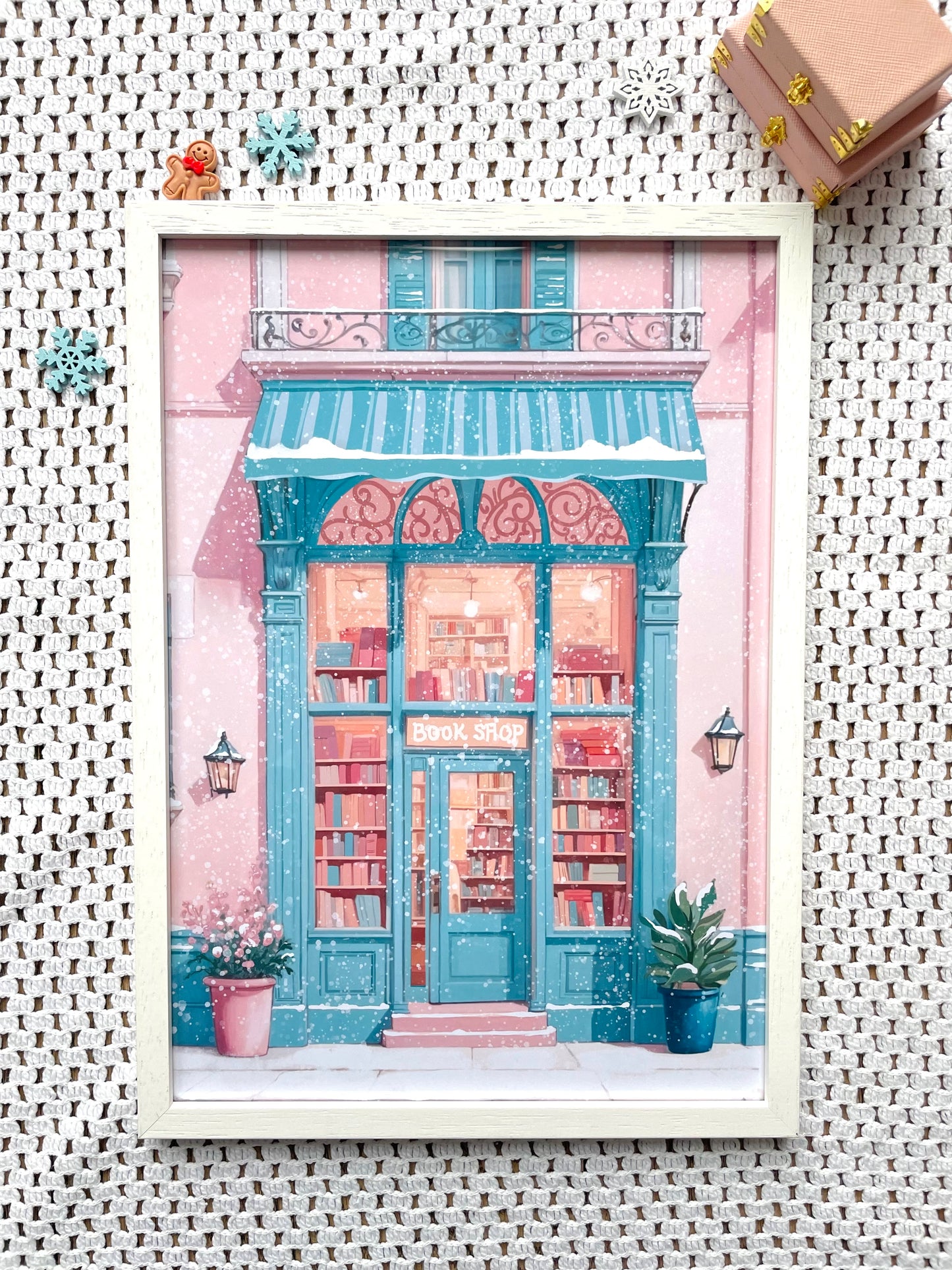 Snowy Bookshop Art Print