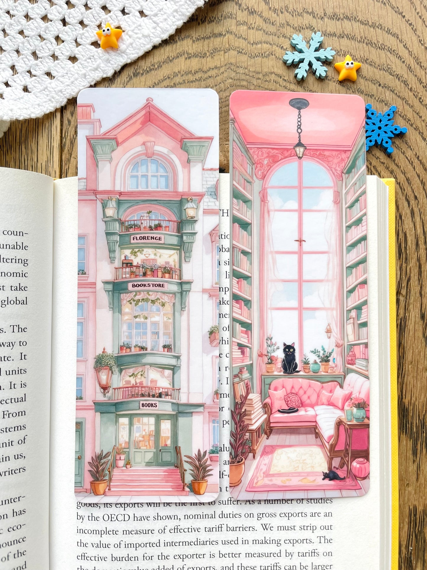 Double-Sided Cozy Bookstore Bookmark