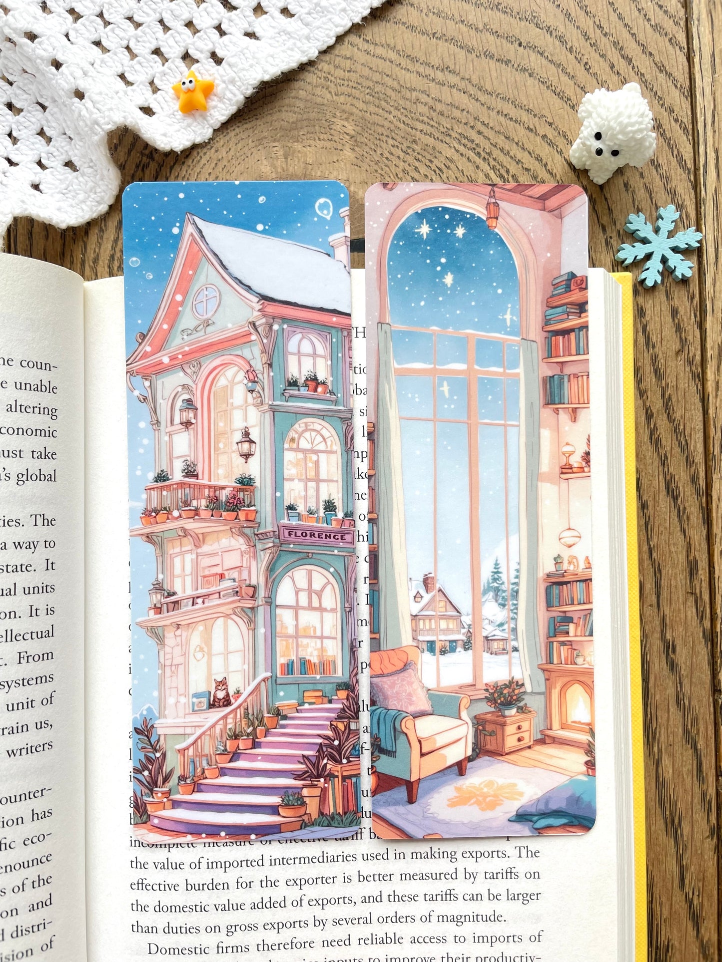 Double-Sided Snowy House Bookmark