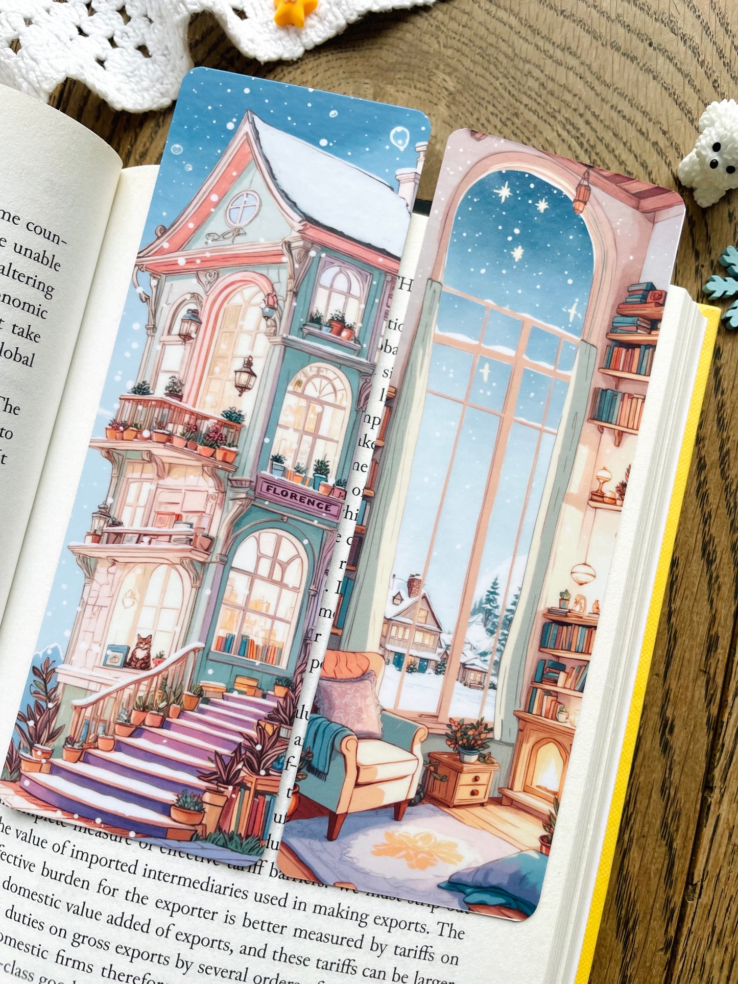 Double-Sided Snowy House Bookmark