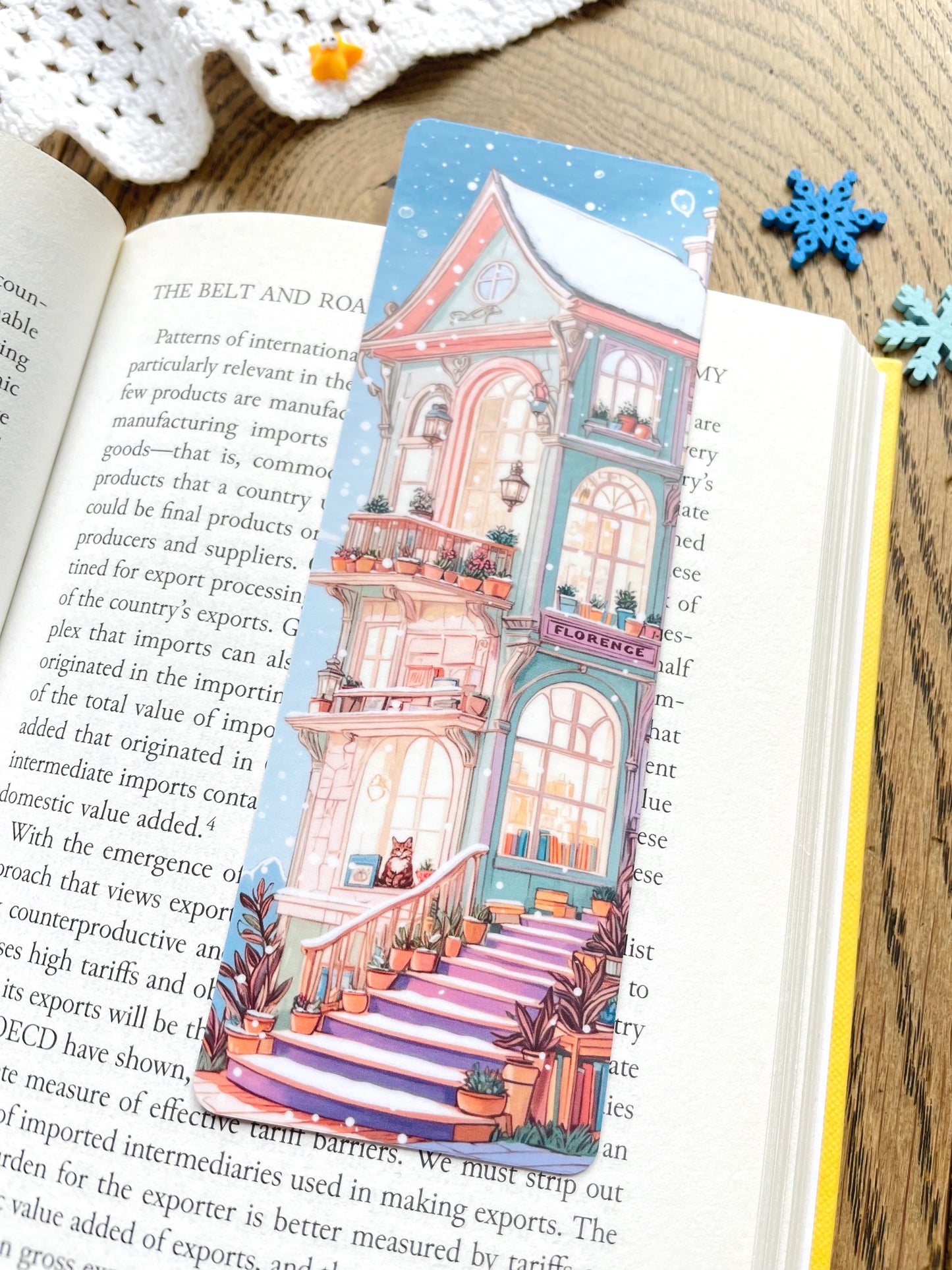 Double-Sided Snowy House Bookmark