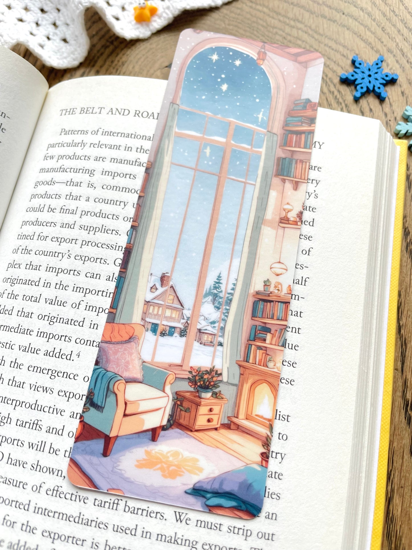 Double-Sided Snowy House Bookmark