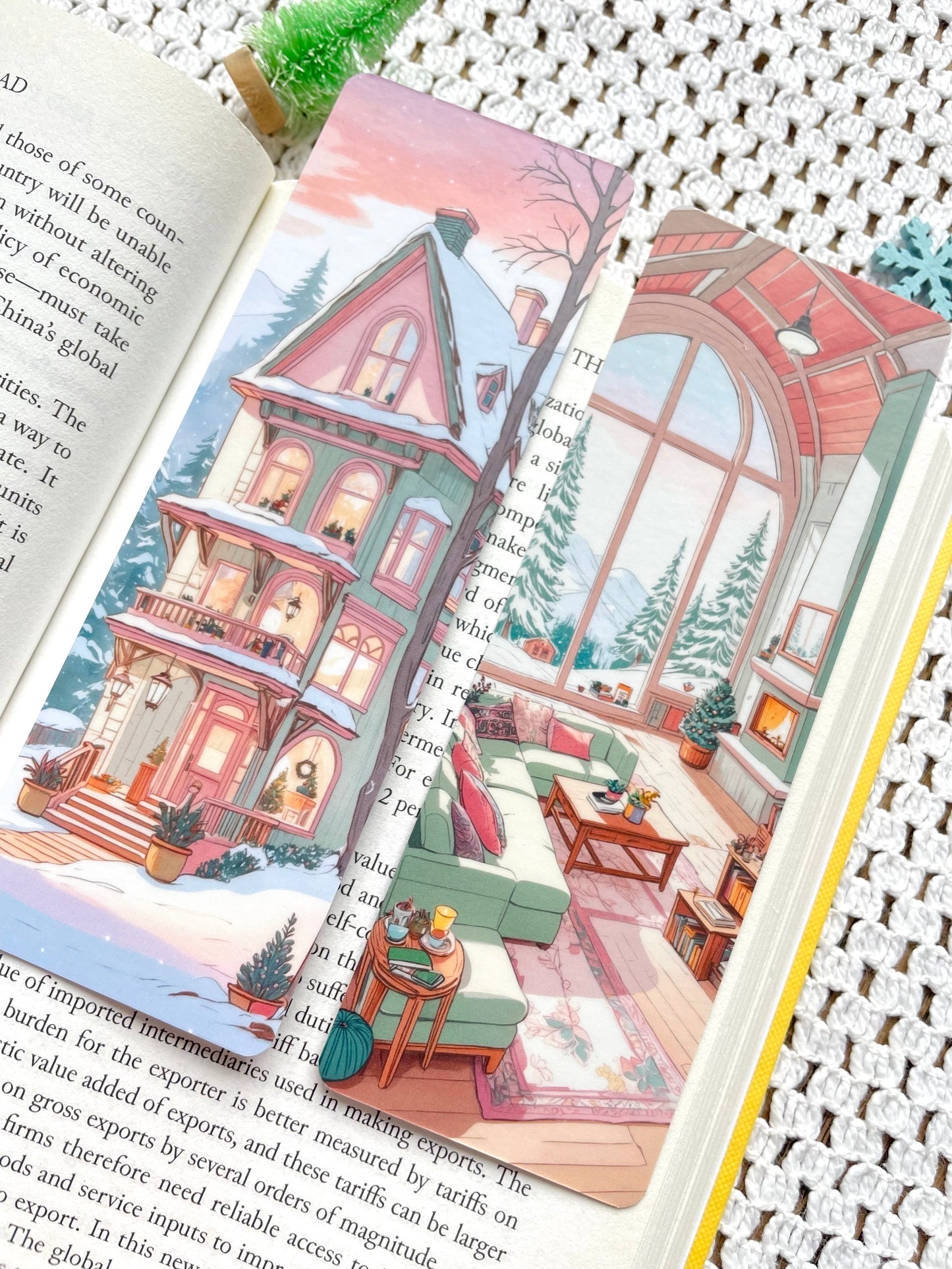 Double-Sided Cozy Sunset House Bookmark