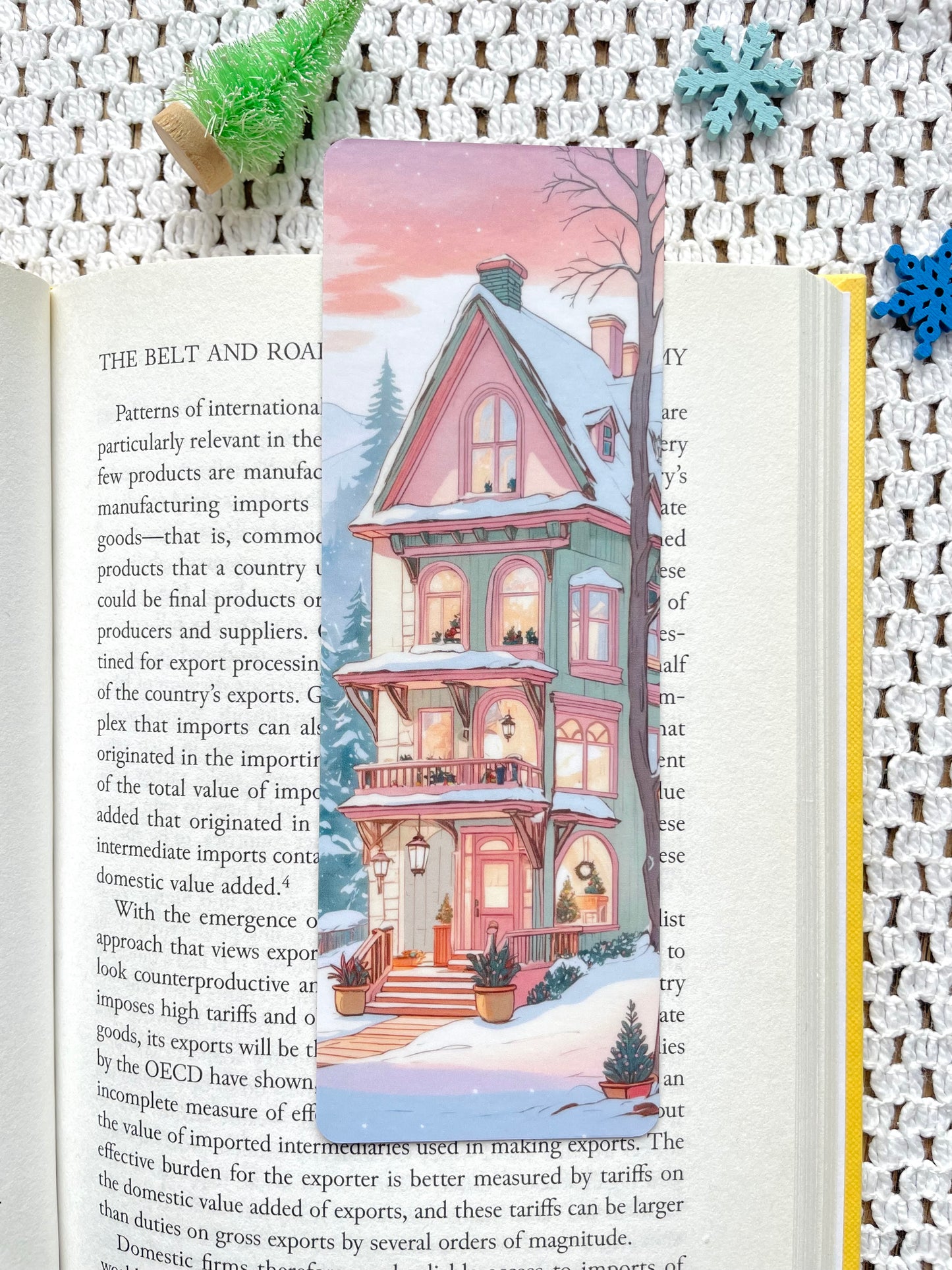 Double-Sided Cozy Sunset House Bookmark