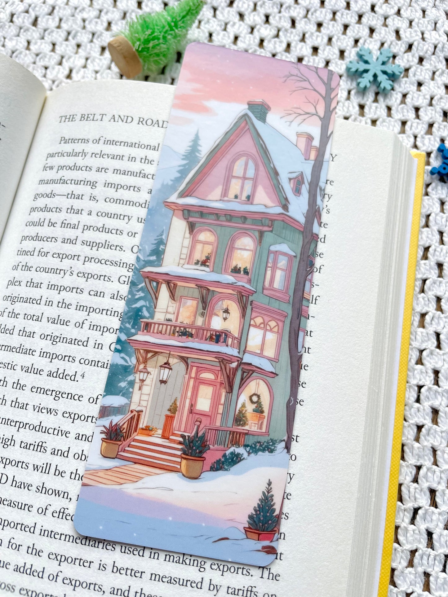 Double-Sided Cozy Sunset House Bookmark