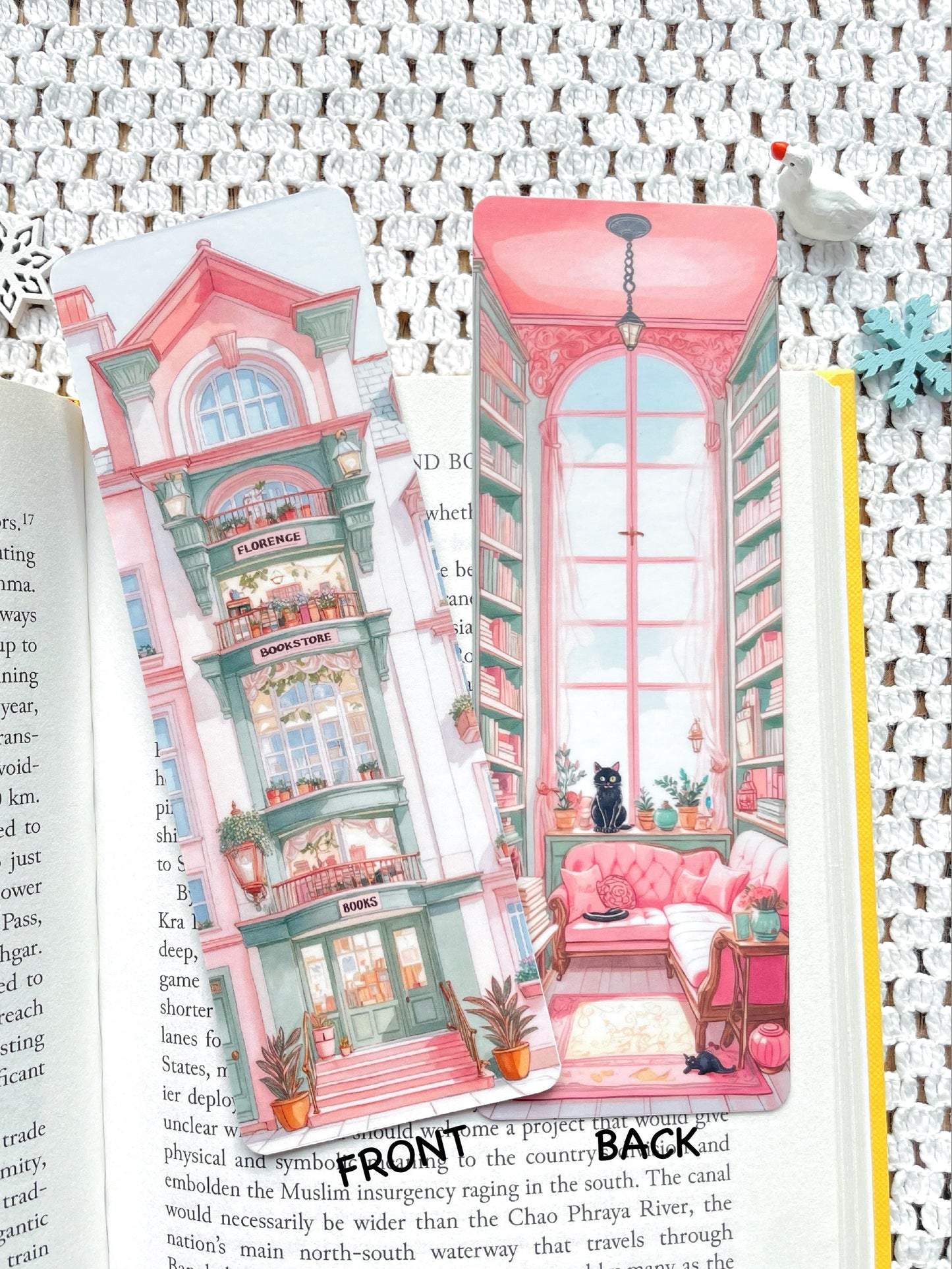 Double-Sided Cozy Bookstore Bookmark