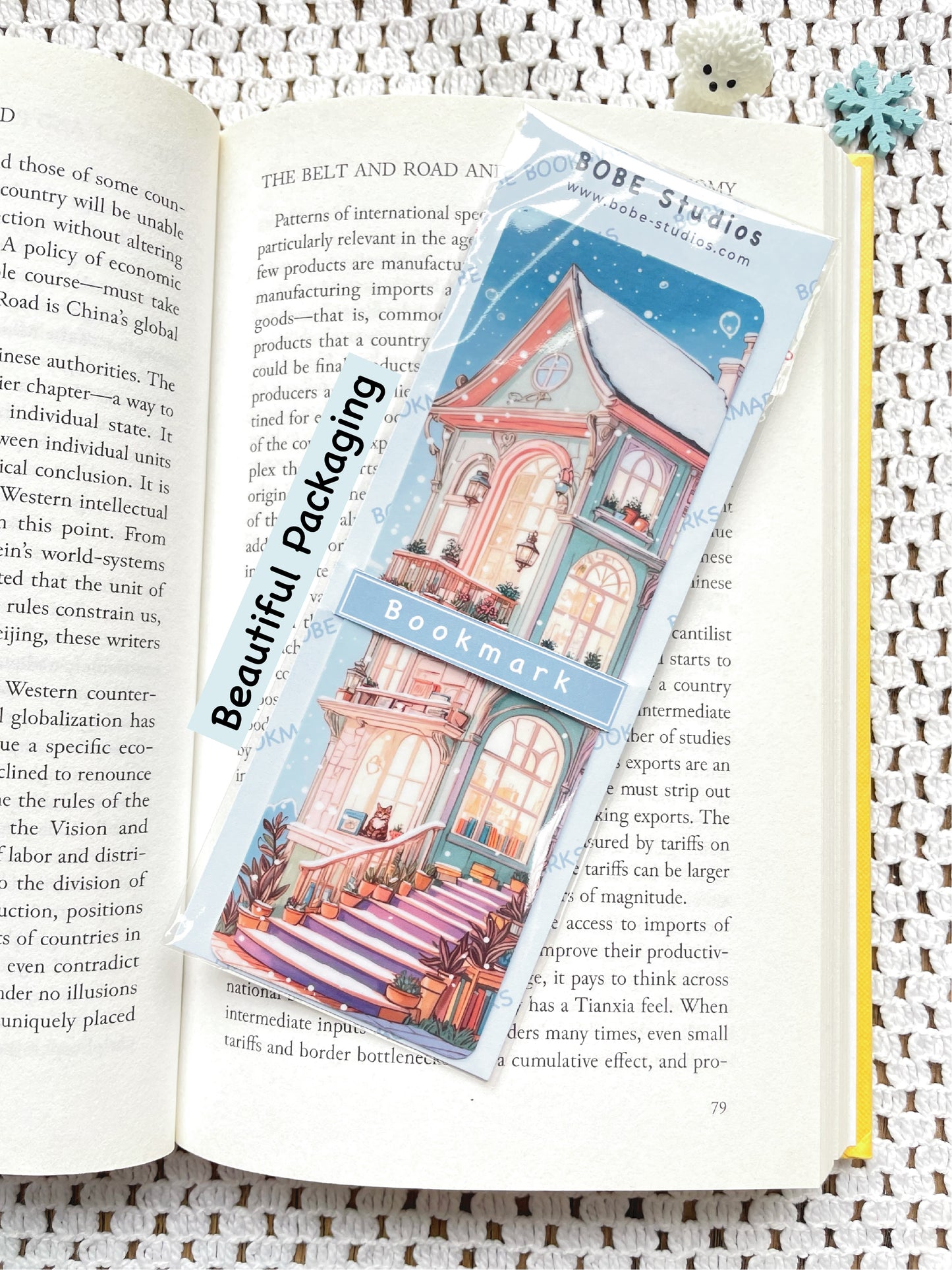 Double-Sided Snowy House Bookmark