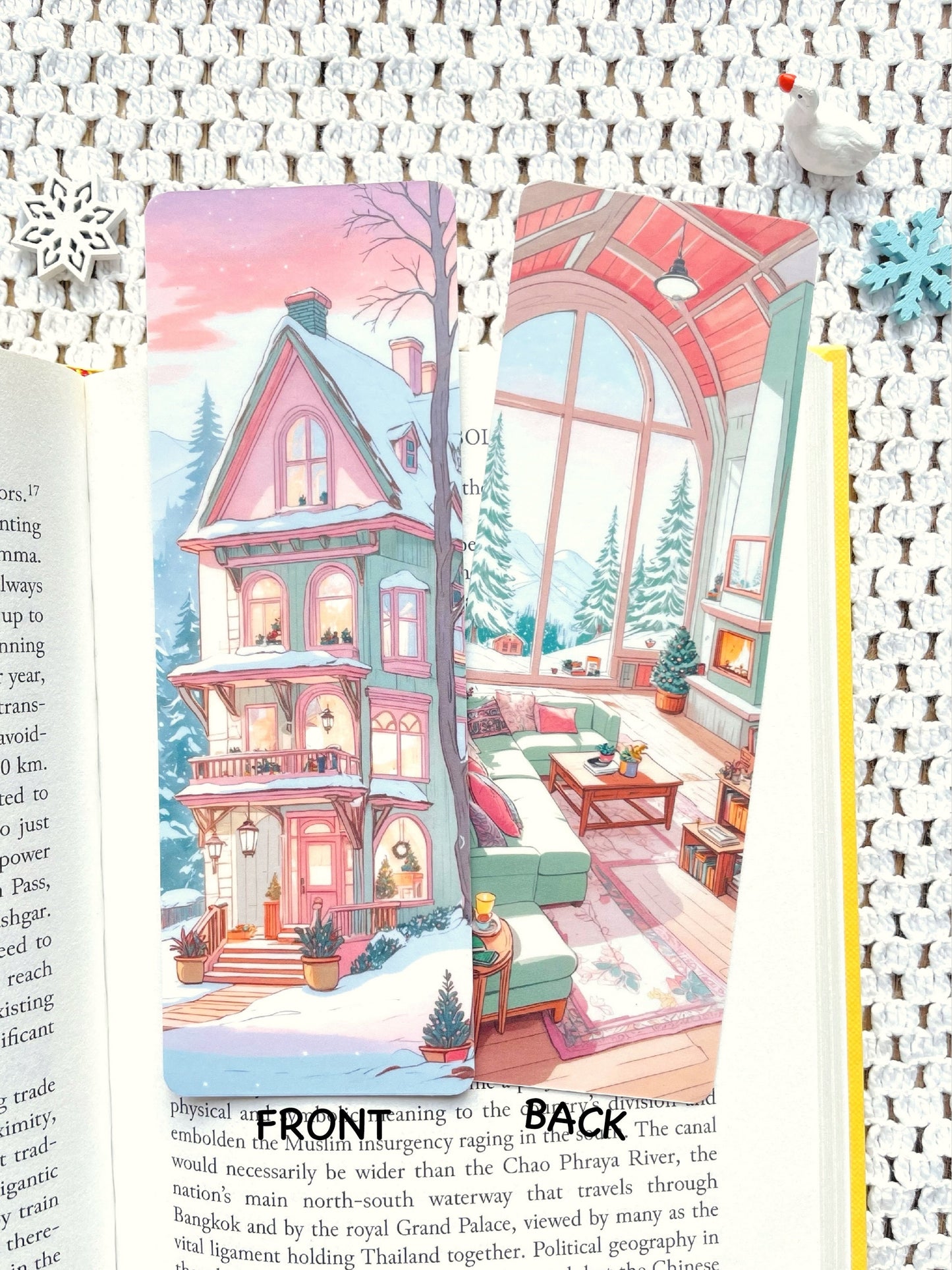 Double-Sided Cozy Sunset House Bookmark