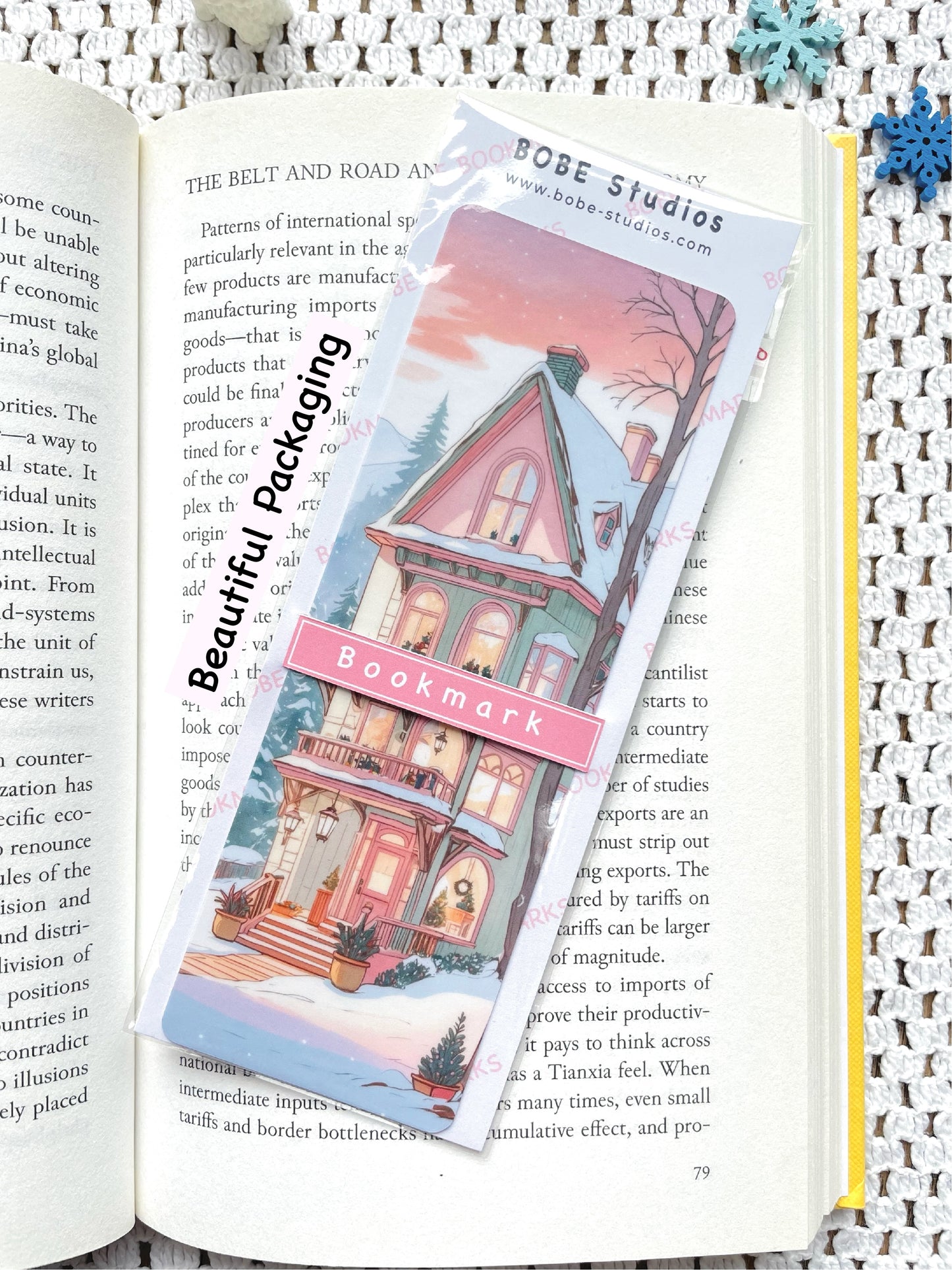 Double-Sided Cozy Sunset House Bookmark